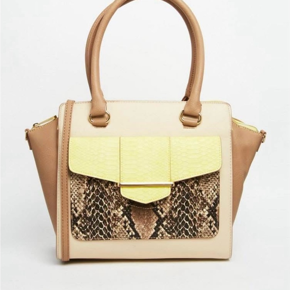 ALDO Colorblock Satchel with Snakeskin Accent – New